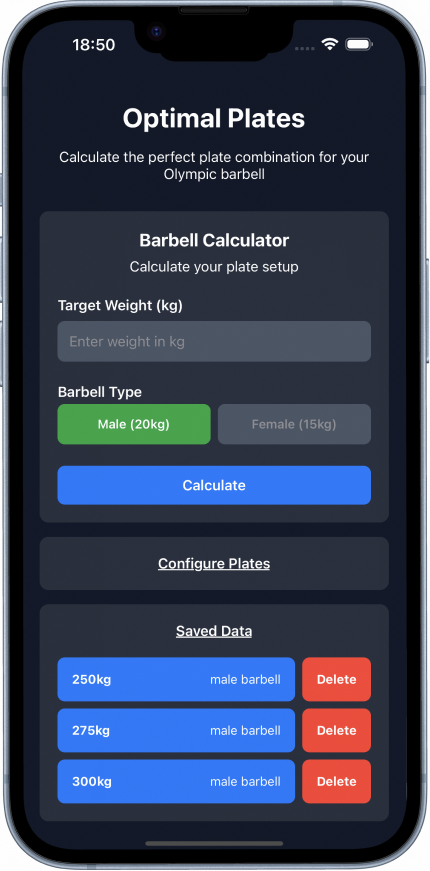 Main Calculator Interface Screenshot